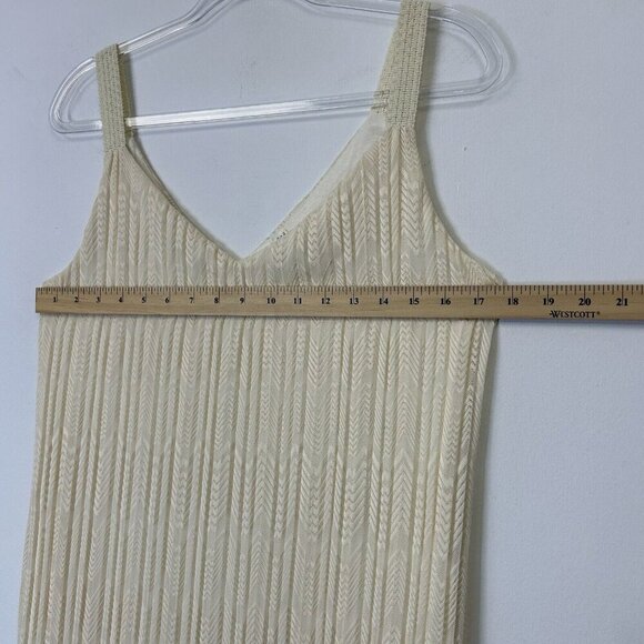 Anthropologie Meadow Rue Ivory Dress Womens Size 6 Pleated Sleeveless Slip - Picture 5 of 9